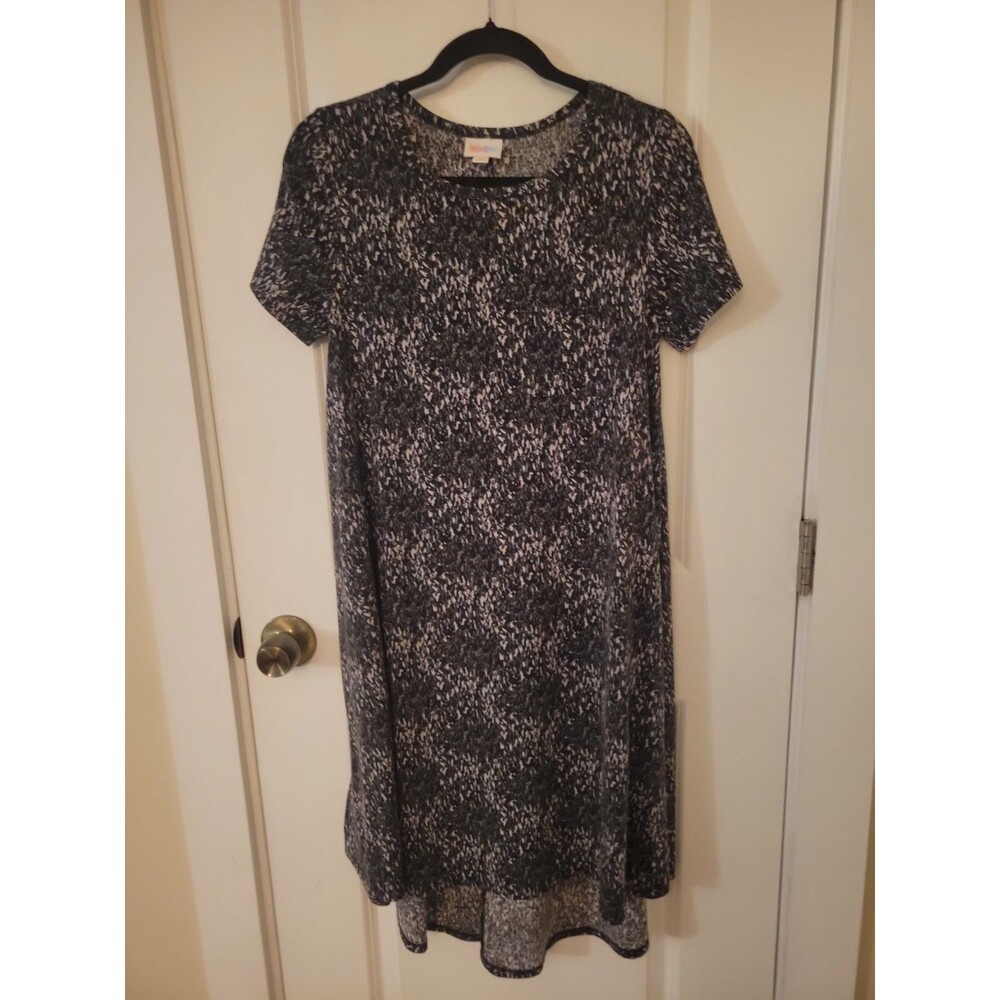 Women's Black And Gray Patterned Summer Shift Dress By Lularoe Sz Xs